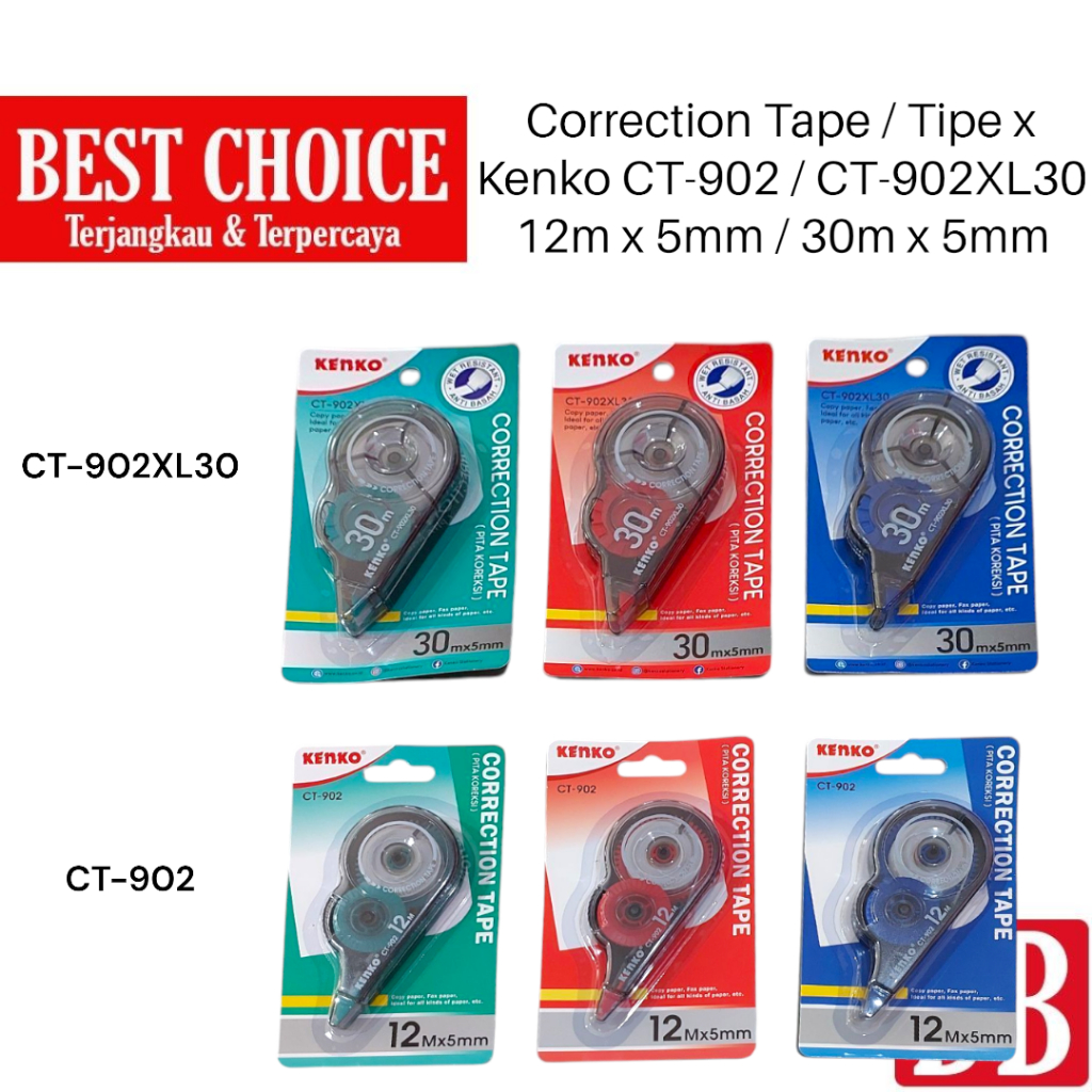Correction Tape / Tipe X Roll / Tipex Kertas / Tip-Ex Kenko CT-902 / CT-902XL30