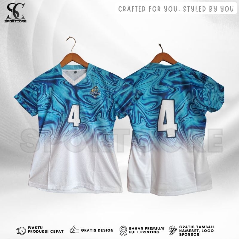 Jersey Voli Cewek Fullprinting Custom Nama Nomer
