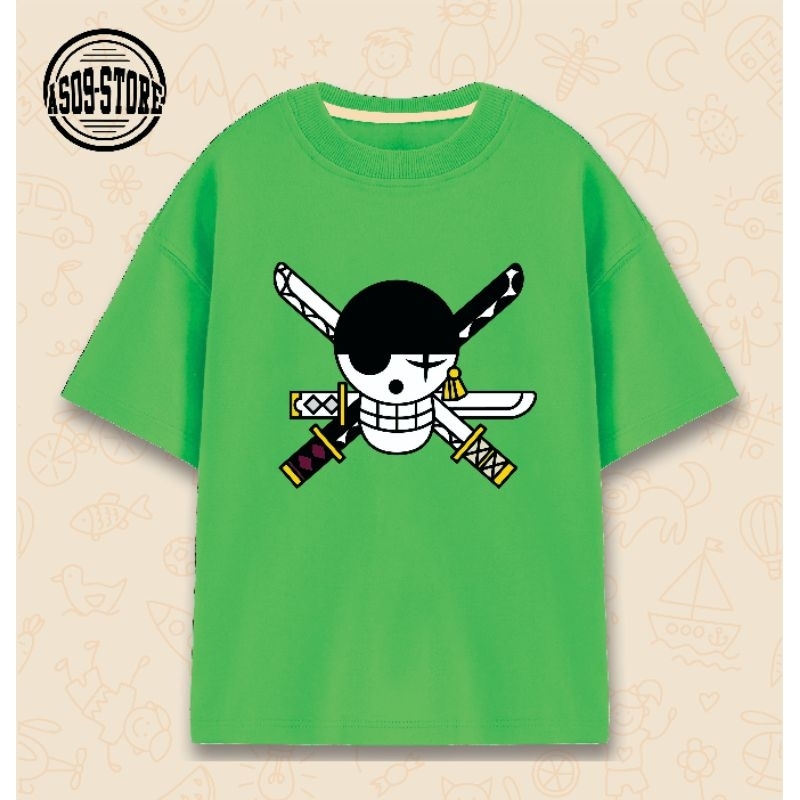 Kaos Tshirt Anak Kids Anime One Piece Zoro Logo Mugiwara