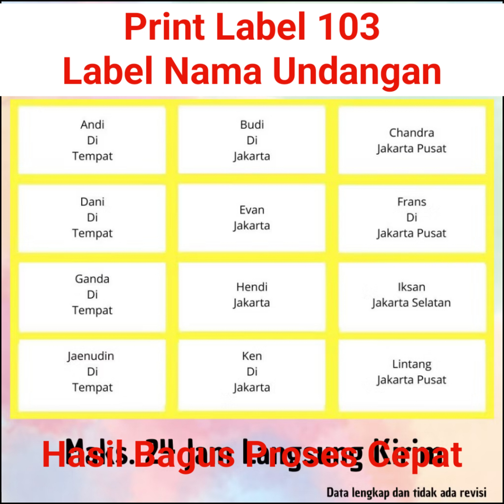 Print label 103 Print Label Nama Undangan