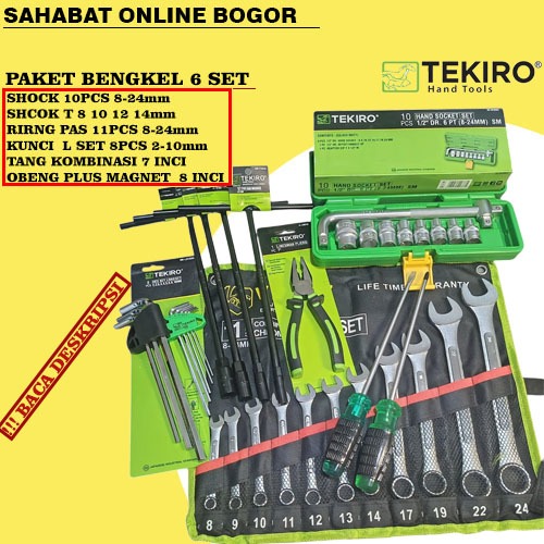 TEKIRO PAKET KUNCI BENGKEL 1 SET LENGKAP FULL SET / Kunci Shock ( 8 - 24 Mm ) + Ring Pas Set ( 8 - 2