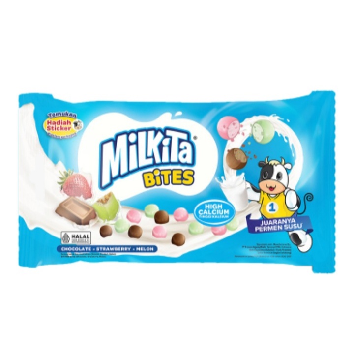 

MILKITA PERMEN BITES LUNAK SUSU RASA COKLAT,STRAWBERRY DAN LEMON 24GR
