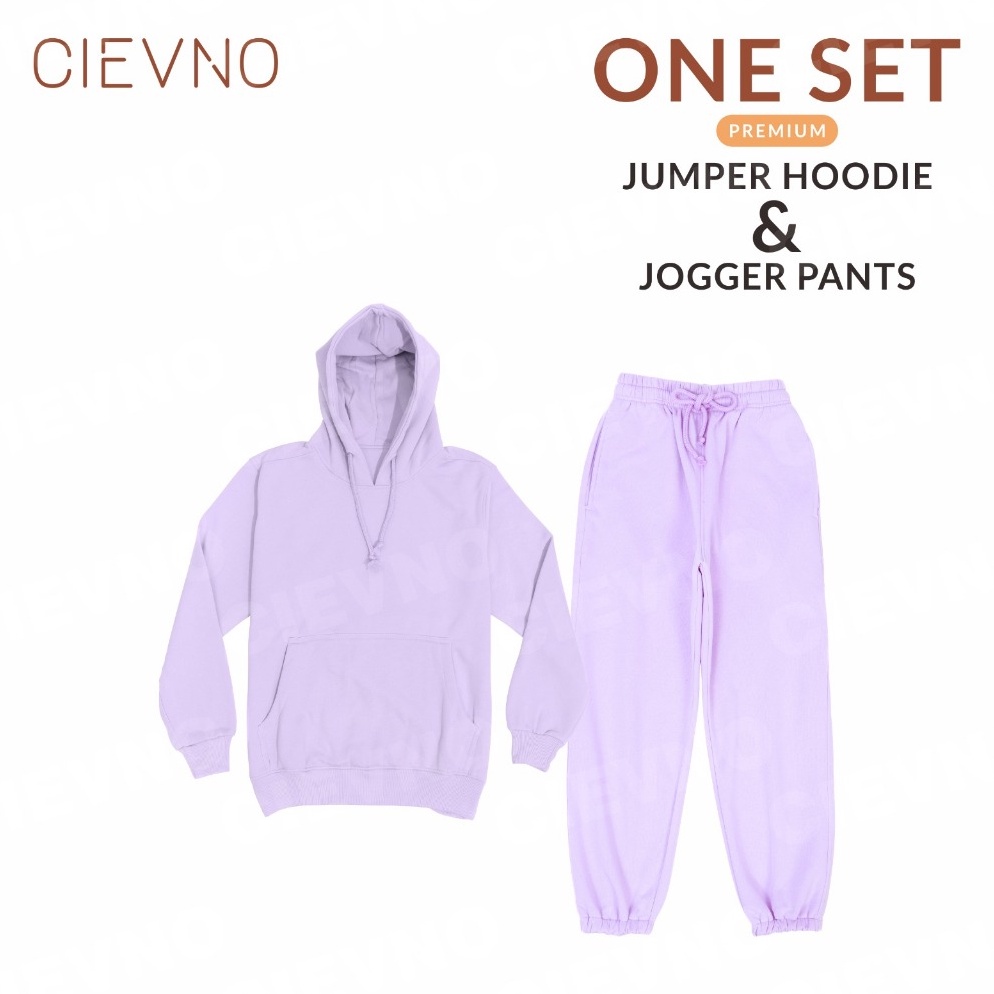 KODE B26E One Set Hoodie Jumper  Celana Jogger Premium Lilac PriaWanita