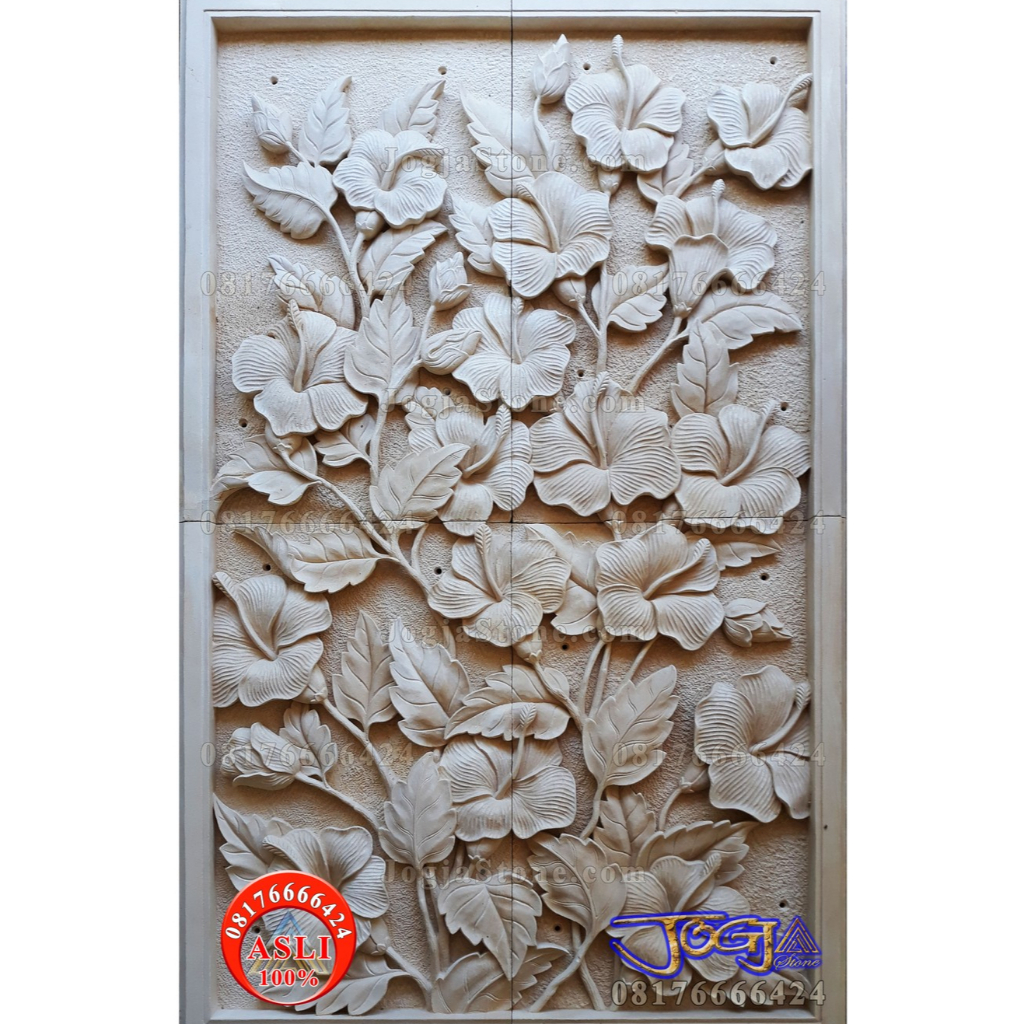 3 macam ukiran Relief Bunga Sepatu, tempel dinding