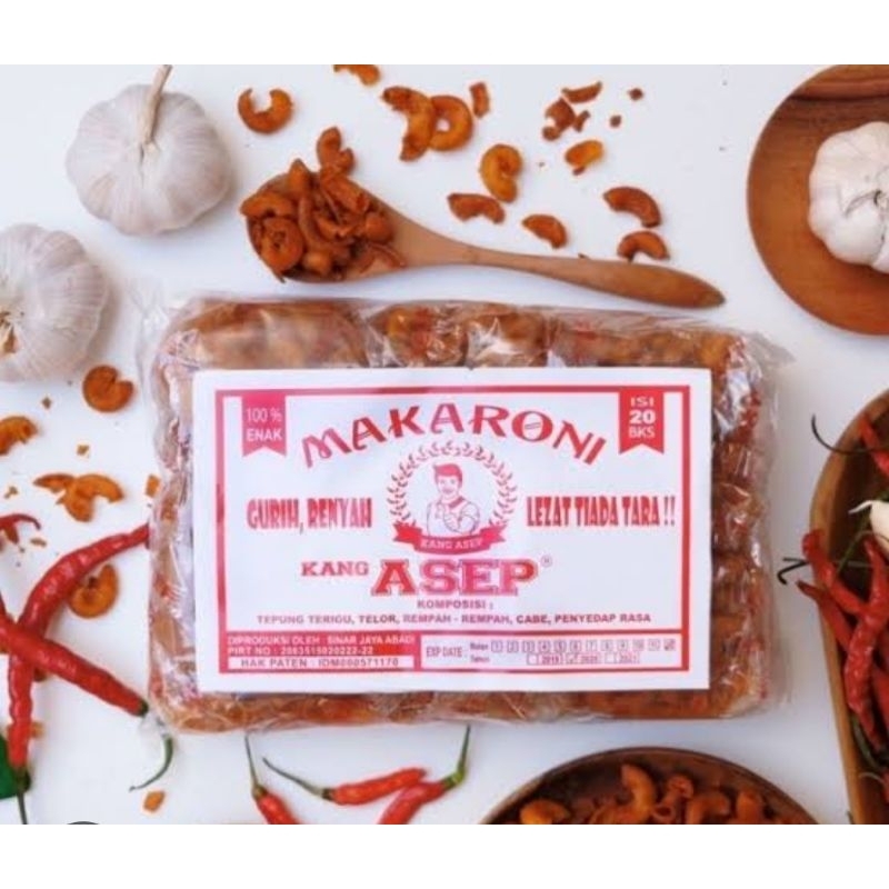 

Makaroni pedas dan asin asli kang Asep isi 25 bungkus
