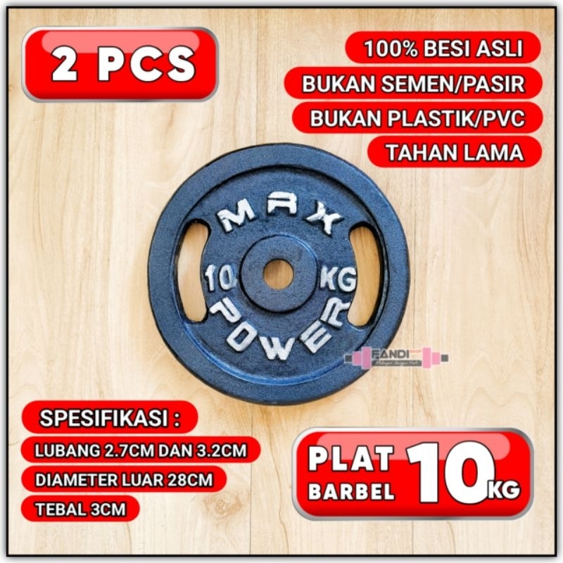 PLAT BARBEL 10KG 2PCS / PEMBERAT BARBEL 10KG 2PCS / PLATE BARBEL 10KG 2PCS