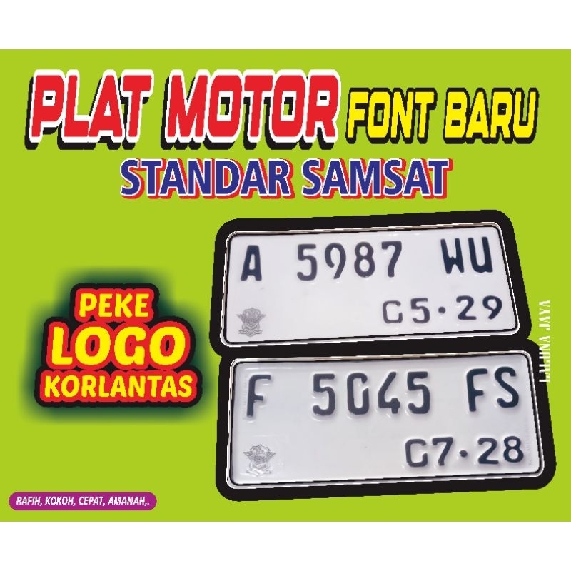 Plat Nomor Motor Standar Samsat Font Baru Pake logo korlantas
