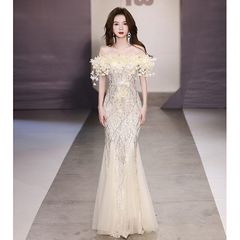 Mermaid Gaun Pesta Mewah Sexy Luxury Party Photoshoot Dress Gown