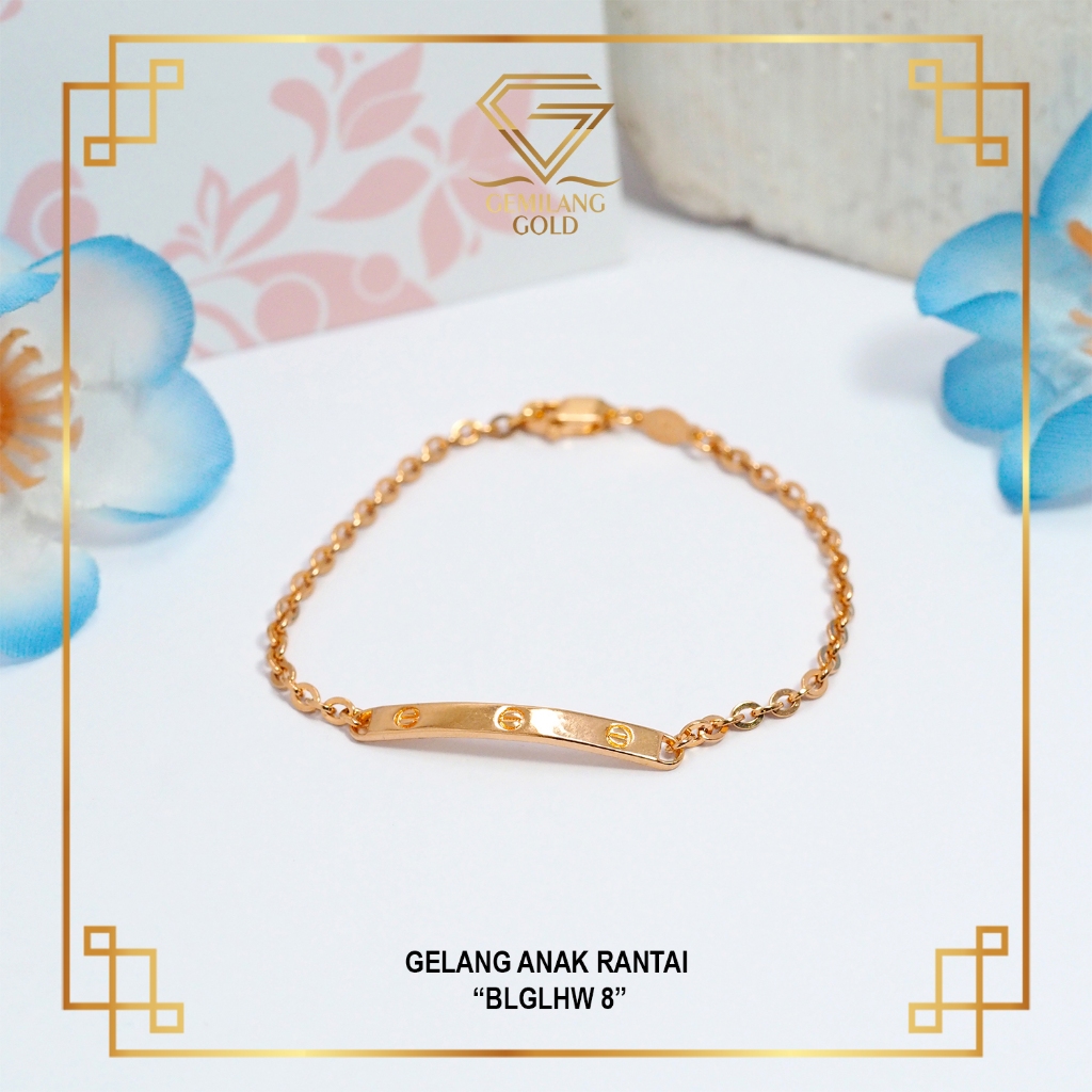 Gelang Rantai Anak Model Plat Emas Kadar 8k/375 - Toko Emas Gemilang Gold ID - BLGLHW 8
