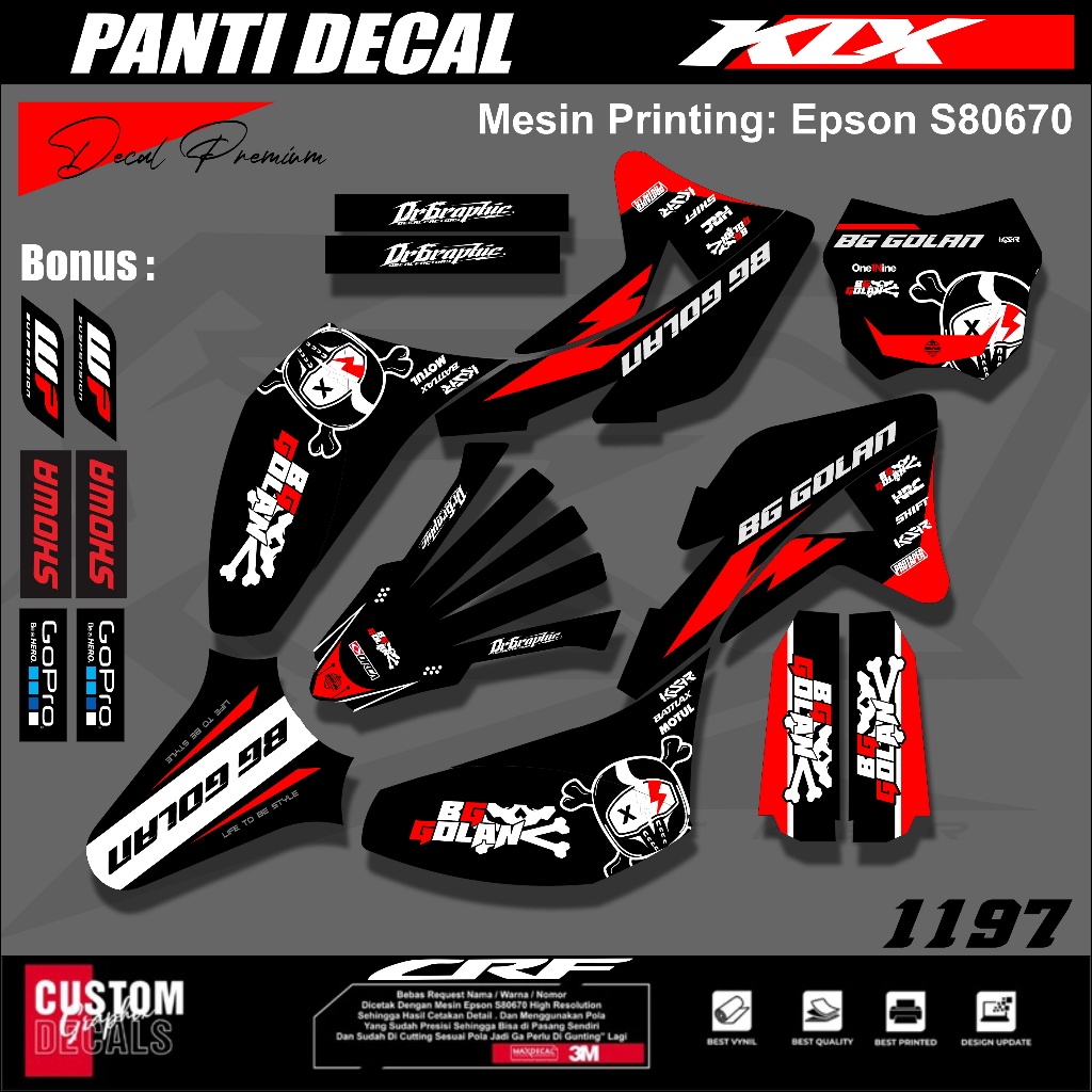Decal KLX GORDON Custom-Full Body Glosy Premium Aksesoris Supermoto