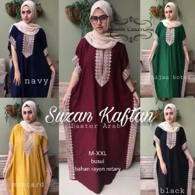 Kaftan Suzan | Daster Arab Rayon Busui Lowo Renda Manohara Viral Termurah Premium