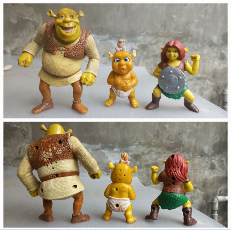 Figure Mainan Shrek family set 3pc Princess Fiona Warrior + Baby Ogre + Shreknya Original McDonald