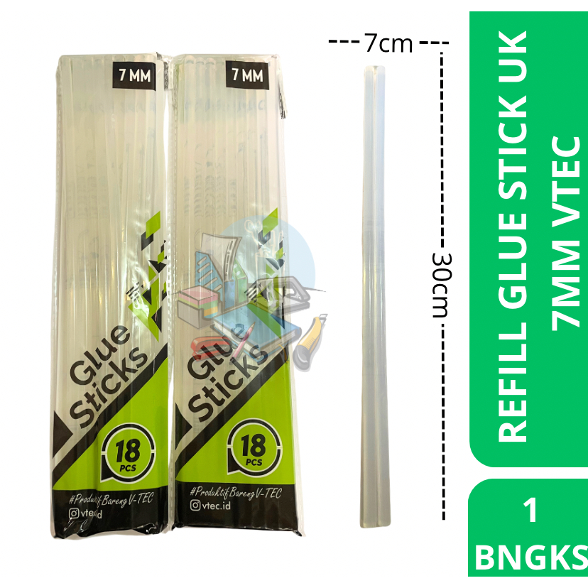 

[1 BUNGKUS] Refill Lem Bakar Tembak Bening Glue Sticks Ukuran Kecil 7 mm Isi 12 Pcs Vtec