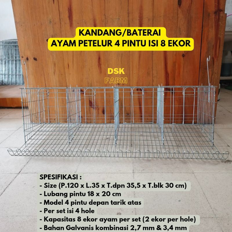 Kandang Ayam Petelur 4 Pintu isi 8 ekor / Baterai Petelur / Batre Ayam full sekat full petel