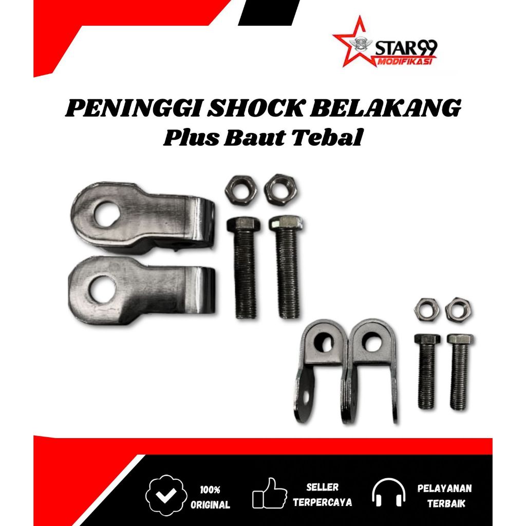 Peninggi Shock Belakang Bebek Plus Baut Tebal Sambungan Shock Bebek SUPRA Jupiter Karisma Vega Rx Ki