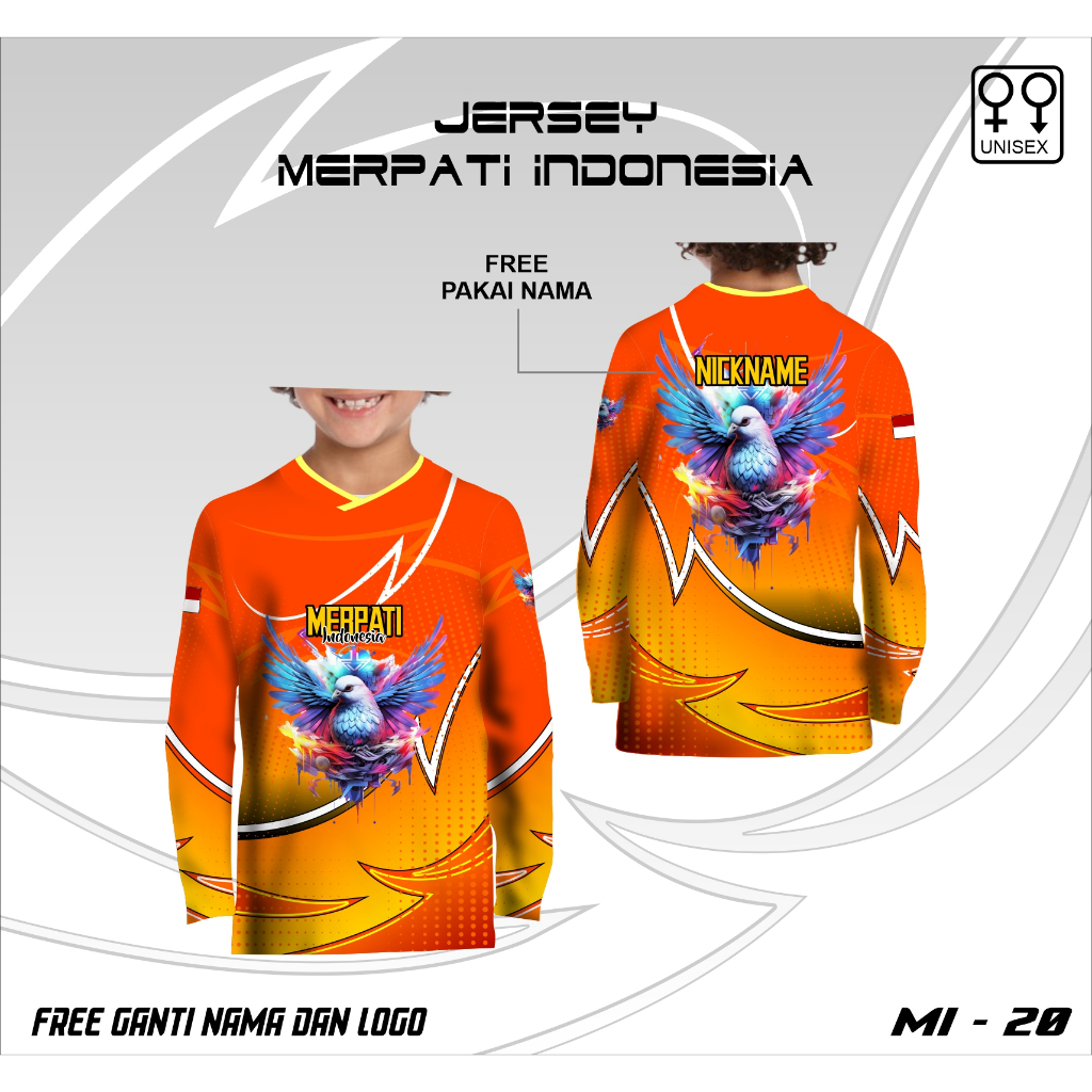 Jersey anak kaos merpati universal baju merpati free custom lengan panjang