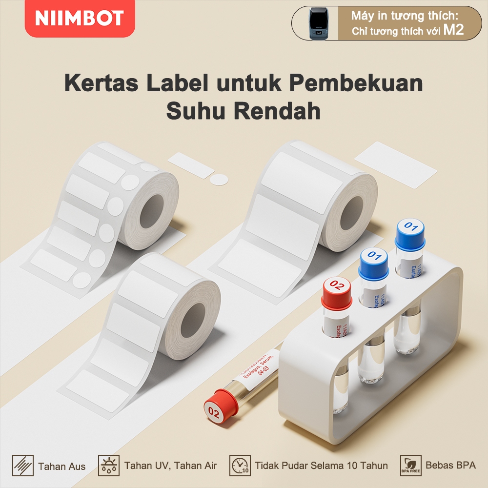 NIIMBOT M2 Kertas Label Freezer,Cocok untuk -80 Derajat,Stiker Nama Klasifikasi Makanan di Lemari Es
