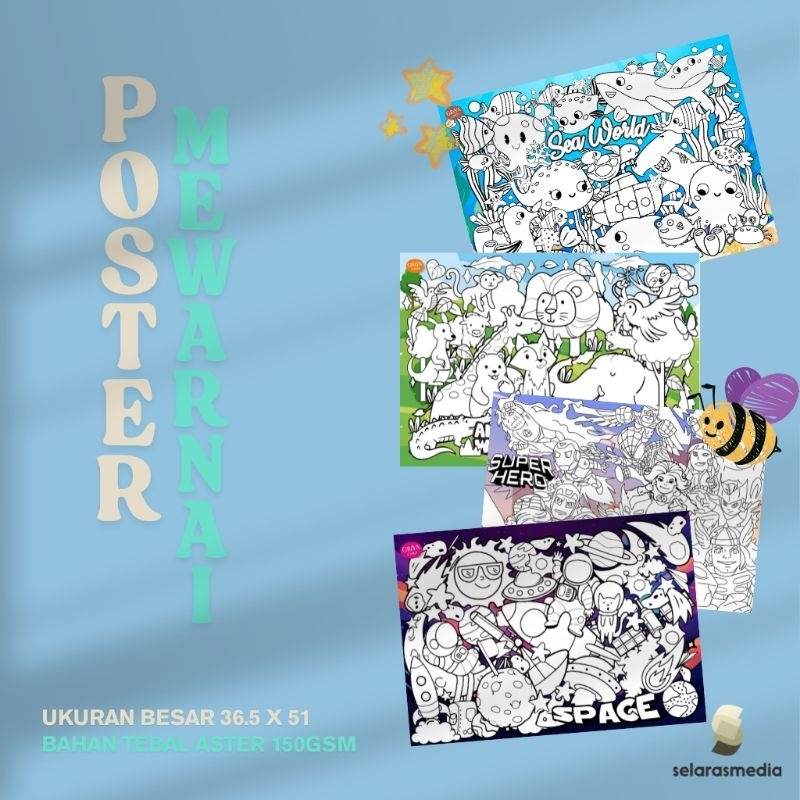 POSTER MEWARNAI | EDUKASI ANAK | POSTER MEWARNAI JUMBO