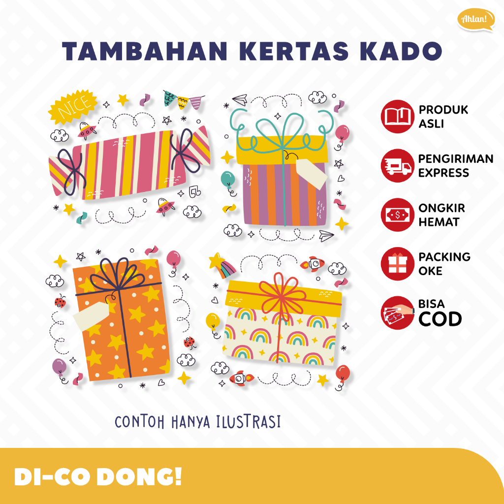 

Packing Kertas Kado - Tambahan Kertas Kado untuk Pengiriman