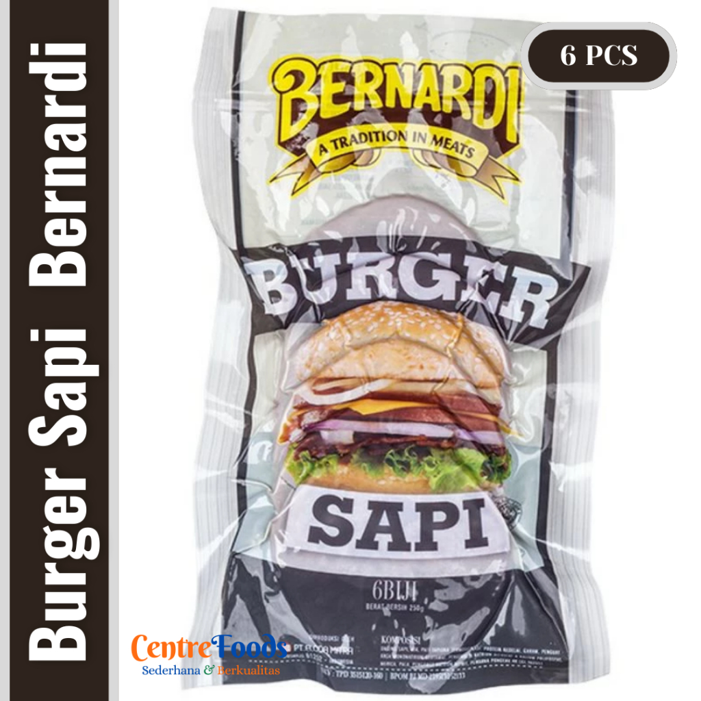 

Burger Sapi - BERNARDI | Isi 6 Pcs - 250gr [ Harga Per BKS ]