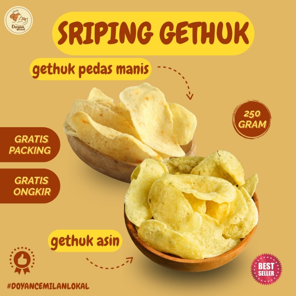 

SRIPING GETHUK / KRIPIK GETHUK PEDAS / KRIPIK GETHUK ASIN 250GR