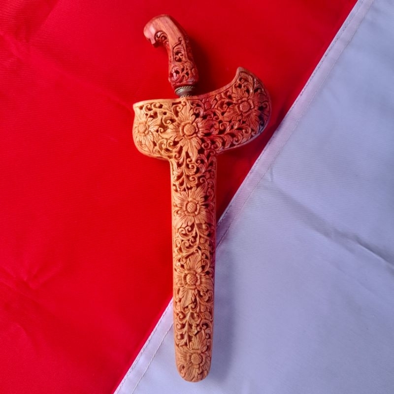 PREORDER Warangka IRAS 17cm kayu sawo warangka keris patrem gayaman solo ukiran 3d bunga