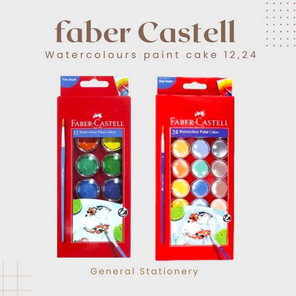 

Faber Castell Watercolours Paint Cake Set-12 & 24 / Cat Air Faber Castell 12&24 Warna