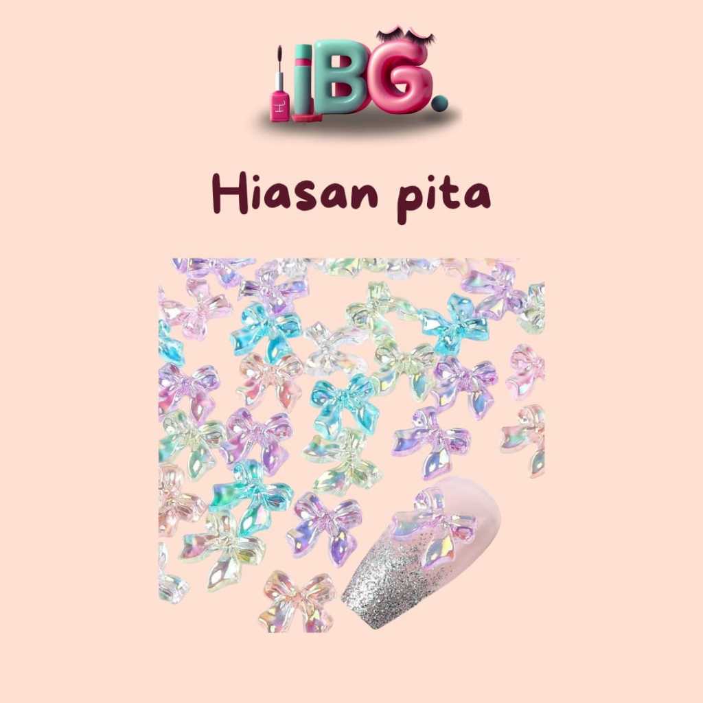 Akesoris Kuku Resin Hiasan Pita Resin  Hiasan Kuku Kupu Hiasan Kuku Pita Aksesoris Nail Art Pita