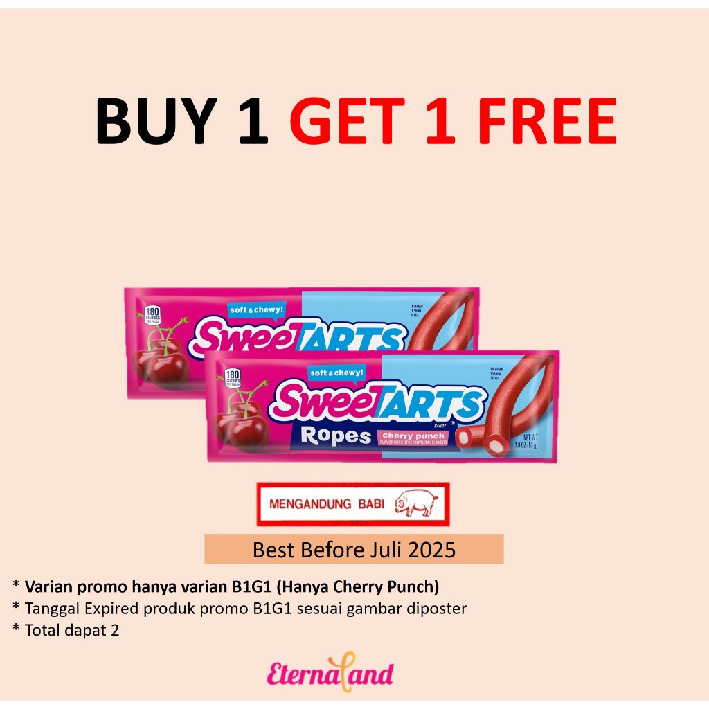 

Sweetarts Ropes 1.8 oz - permen sweetarts impor usa (NON HALAL)