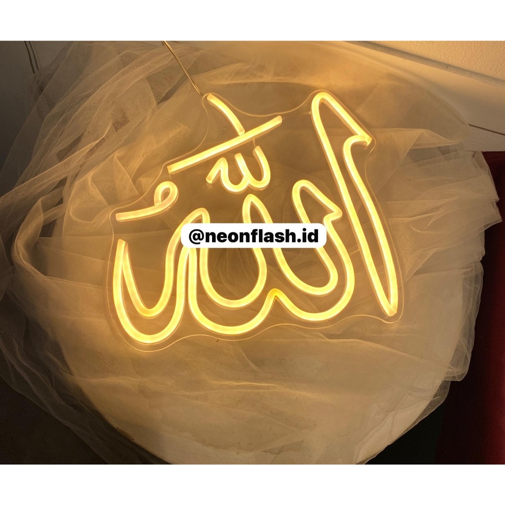 Kaligrafi LED Allah Muhammad - Lampu Neon Cerah & Tahan Lama