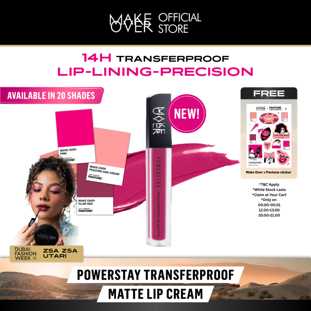 MAKE OVER Powerstay Transferproof Matte Lip Cream - Lipcream x PANTONE Tahan Lama 14 Jam Lip Cream T