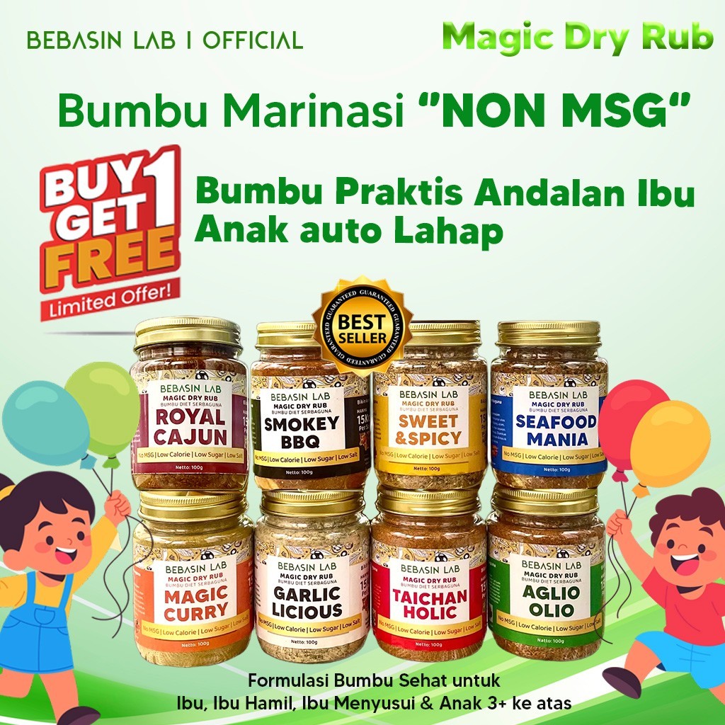 Magic Dry Rub - Bumbu Marinasi Non MSG untuk Anak 1+ | Bumbu Sehat | Bumbu MPASI Non MSG, Tanpa Peng