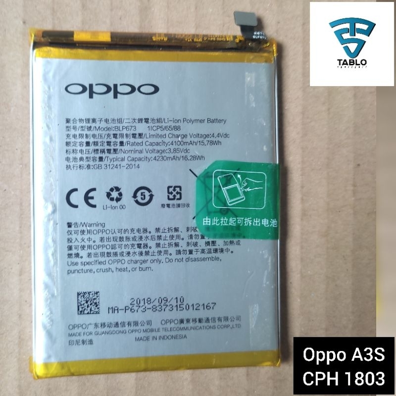 Baterai Oppo a3s CPH 1803 1853 ori copotan hp