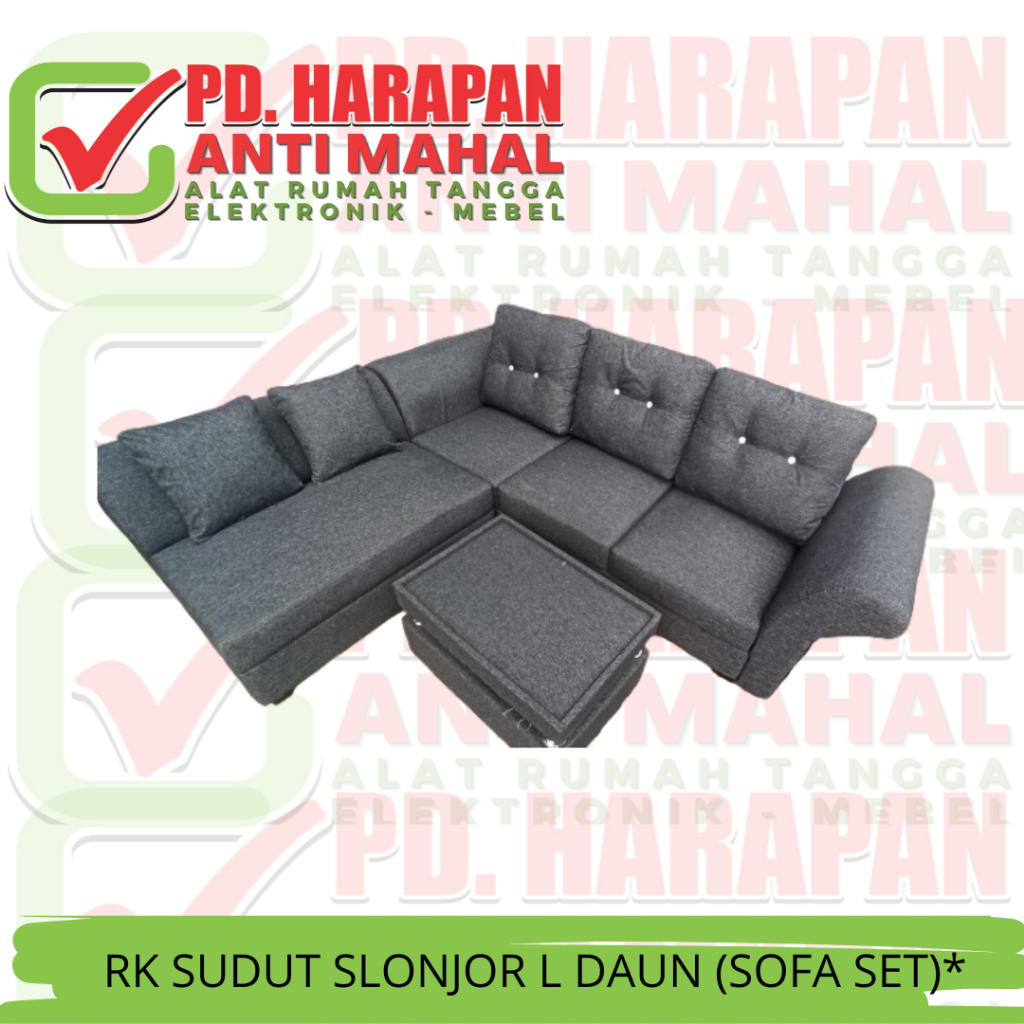 RK SUDUT SLONJOR L DAUN (SOFA SET)*/SOFA SET/ KURSI SOFA RUANG TAMU/SOFA KHUSUS KAB BANDUNG
