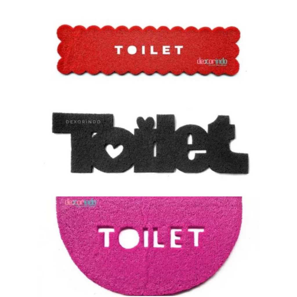 Keset Kamar Mandi Motif TOILET - Keset Kamar Mandi Estetik Bahan PVC - Keset Bentuk Tulisan Toilet