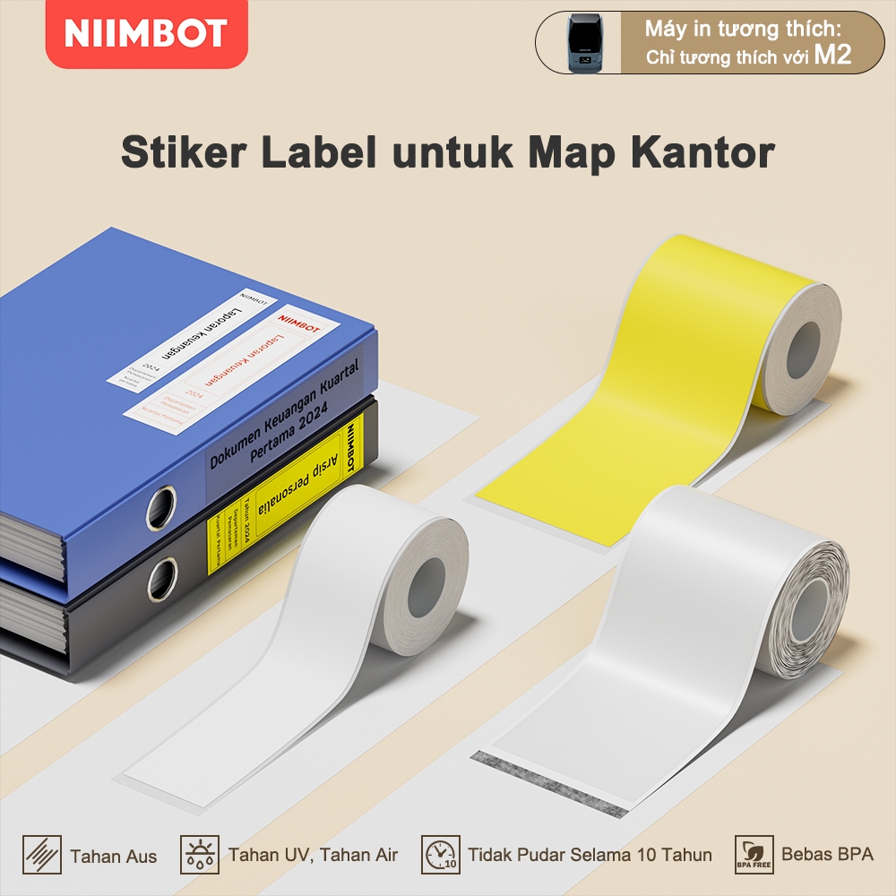 

NIIMBOT M2 Kertas Label untuk Map Kantor, Stiker Sisi Kotak Arsip Aset Tetap, Pengelompokan Kantor