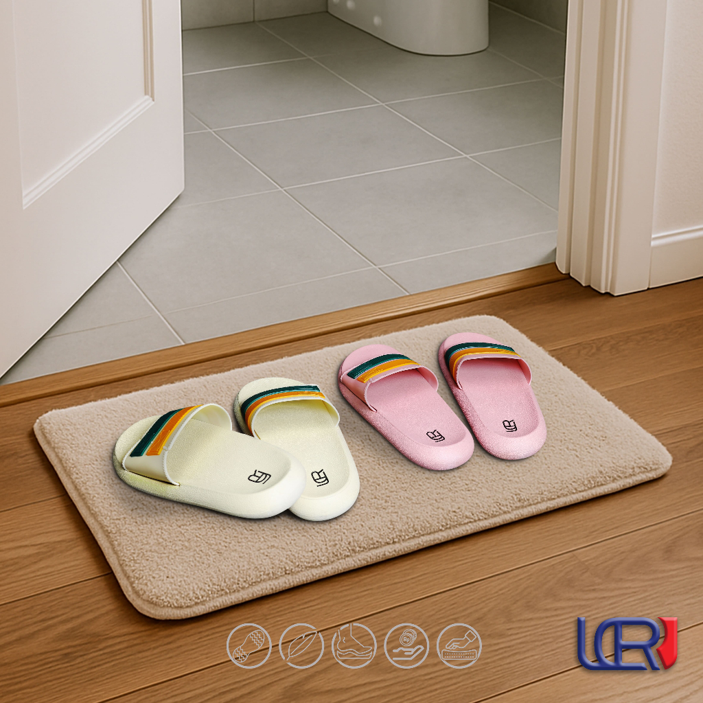 Sandal slop pcu karet empuk Wanita  motif  elegan Sandal Slop Anti Slip Wanita LCR 1601-3DIY