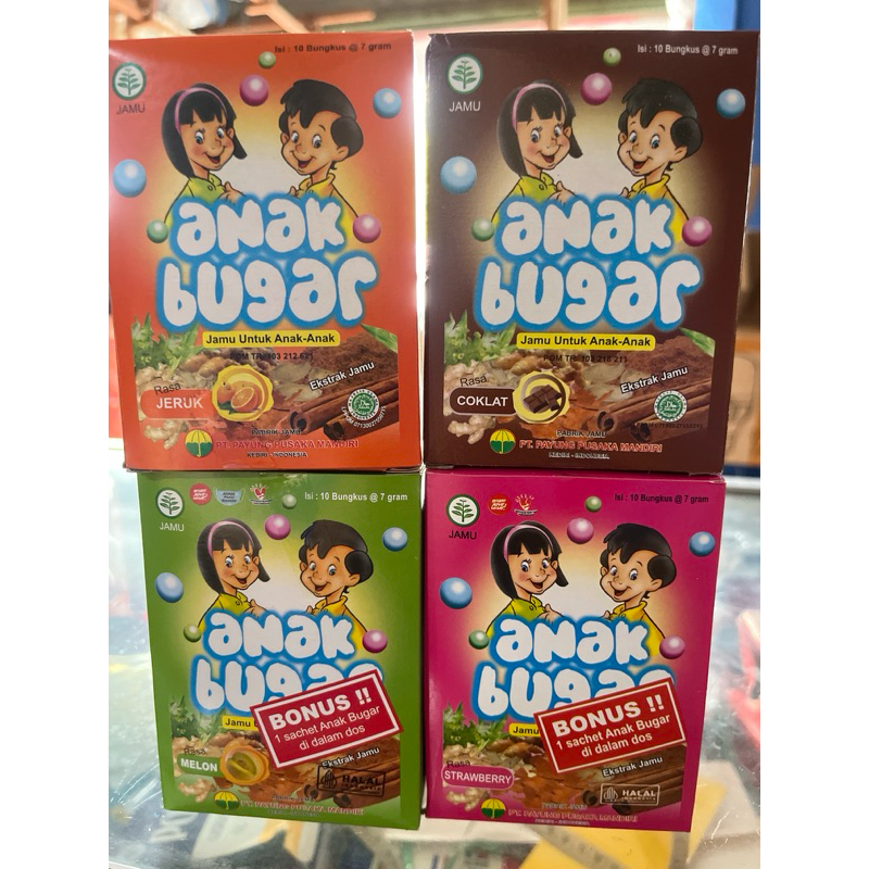 

ANAK BUGAR JAMU PENAMBAH NAPSU MAKAN UNTUK ANAK ANAK 1 pak isi 10 pcs