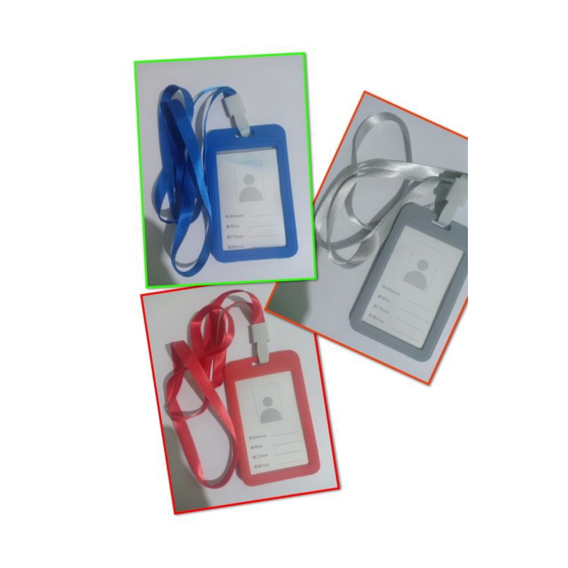 

Name Tag ID Card Holder / Lanyard 2 Side Plate / Gantungan Kartu Identitas Panitia Set Tali