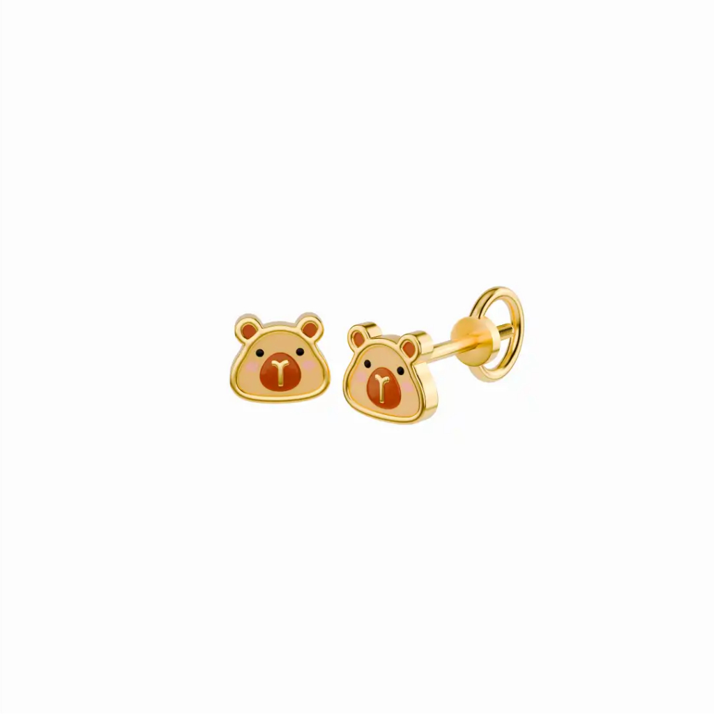 LITTLETHINGSHEWEAR - Anting Emas Bayi Happybara - Anting Loop Screw Anting Emas Asli