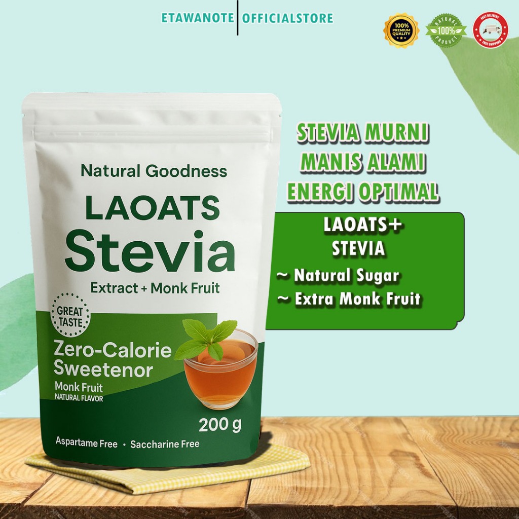 

Pemanis Stevia Alami 0 Kalori Tahan Panas, Aman untuk Diabetes & Diet Sehat Laoats