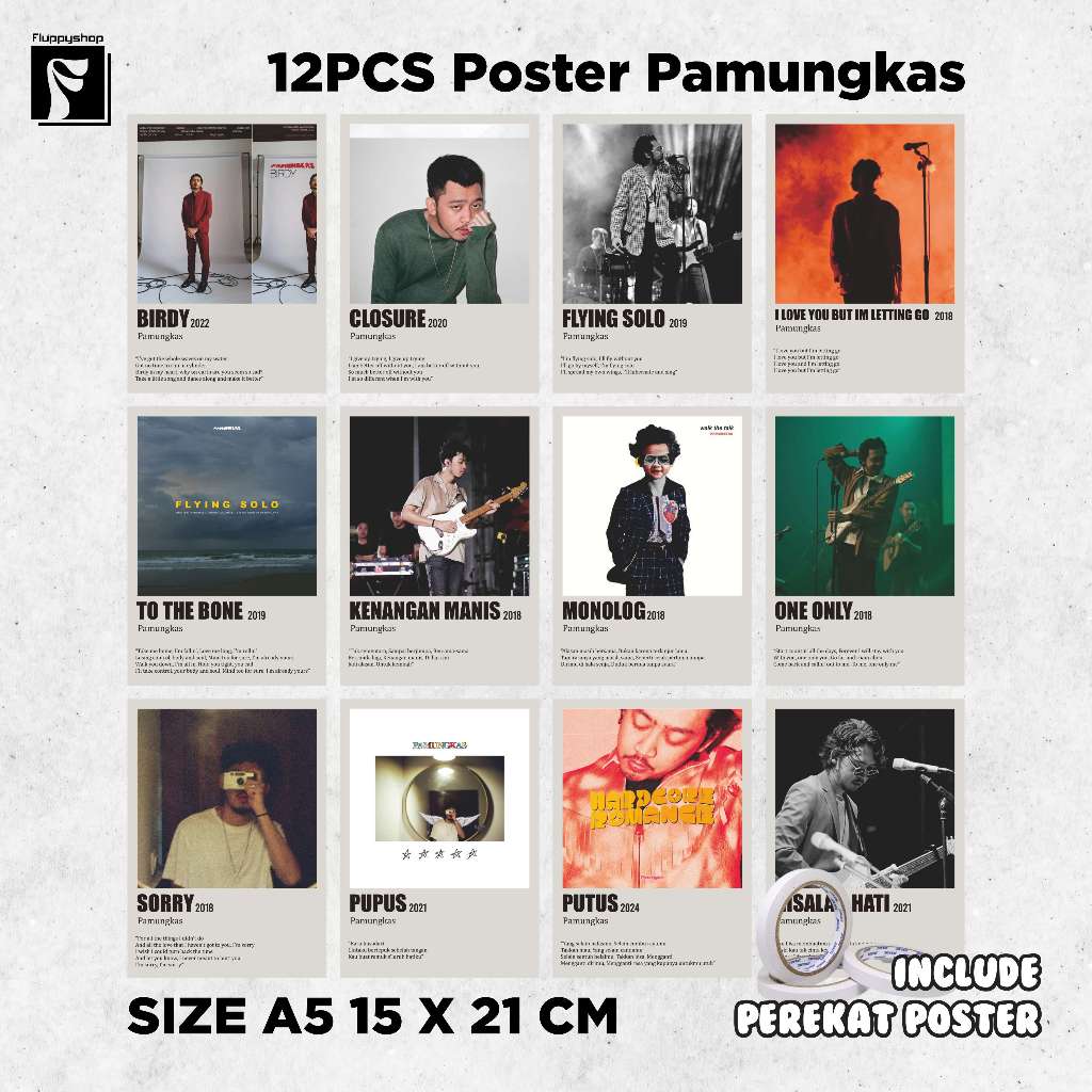 Poster Band Pamungkas - 12PCS - Size A5 - Bisa Request Musisi Lain