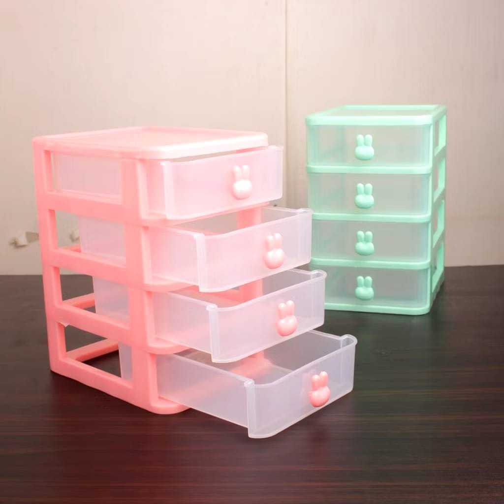 Laci Mini Rabbit Susun 4 / Laci Mini Plastik / Tempat Alat Tulis Plastik
