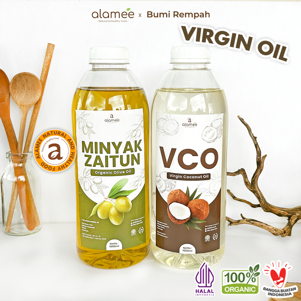 

ALAMEE Virgin Coconut Oil Minyak Zaitun Kelapa Murni Extra VCO Dapat Di minum Di masak Organik 1Ltr