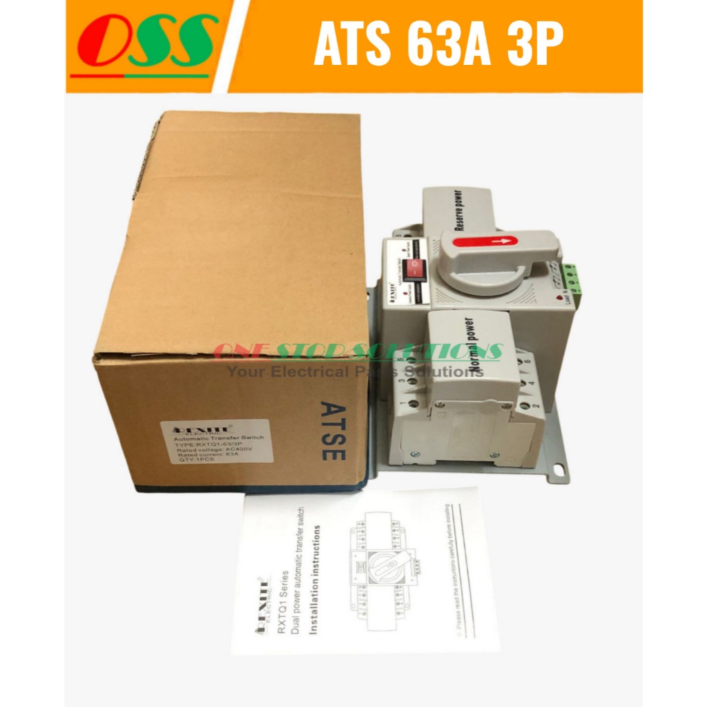 ATS Automatic Transfer Switch Untuk Pindah Otomatis Genset Dan PLN ATS GENSET 63A 3P 3 POLE