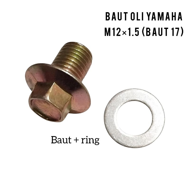 Baut Tutup Oli Yamaha M12×1.5 Drat Baut 17 Kepala Kunci 12