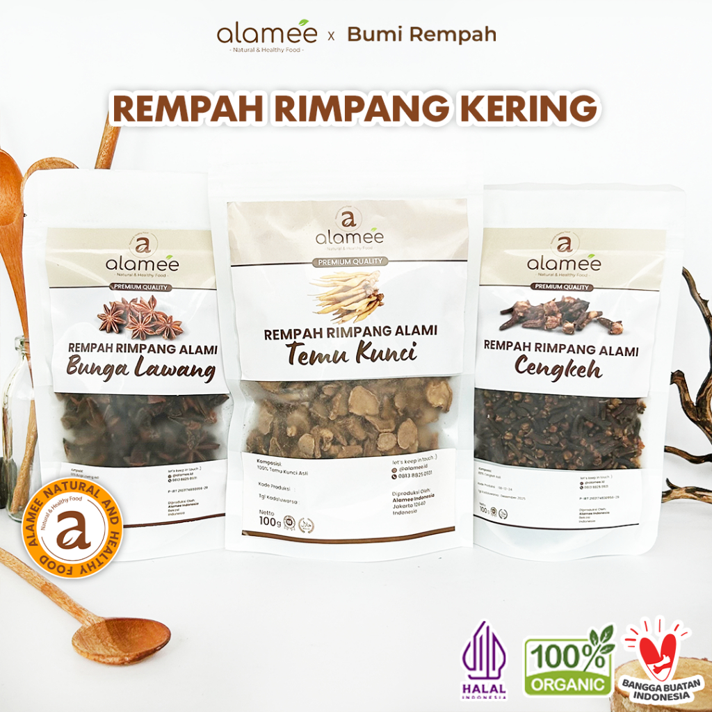 

ALAMEE Rempah Kering Bumbu Dapur 100gr Kencur Alang Alang Kayu Secang Bunga Lawang Cengkeh Ketumbar