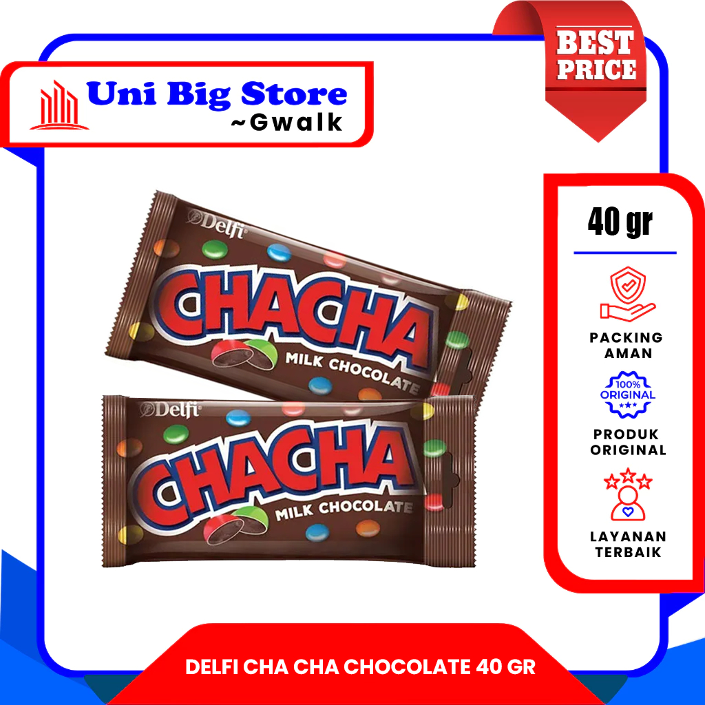 

DELFI CHA CHA MILK CHOCOLATE COKELAT CHACHA ANEKA WARNA - 40 gr