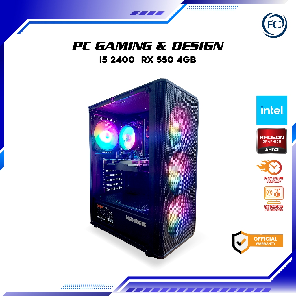 PC GAMING FULL SET RGB + MONITOR SIAP PAKAI (VALORANT PUBG FORTNITE)