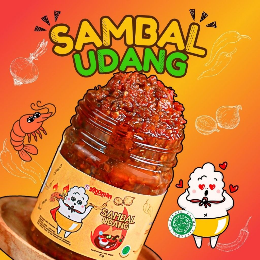 

SEGOMAN - SAMBAL UDANG / Cemilan Pedas / Lauk Siap Saji Tahan Lama / Makanan Instan